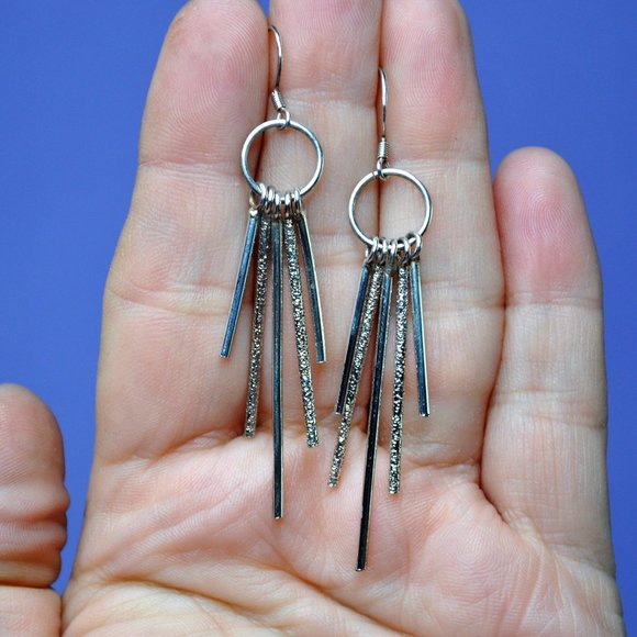 Leanne "Princess" Silver Dangle Earrings - Picture 1 of 3
